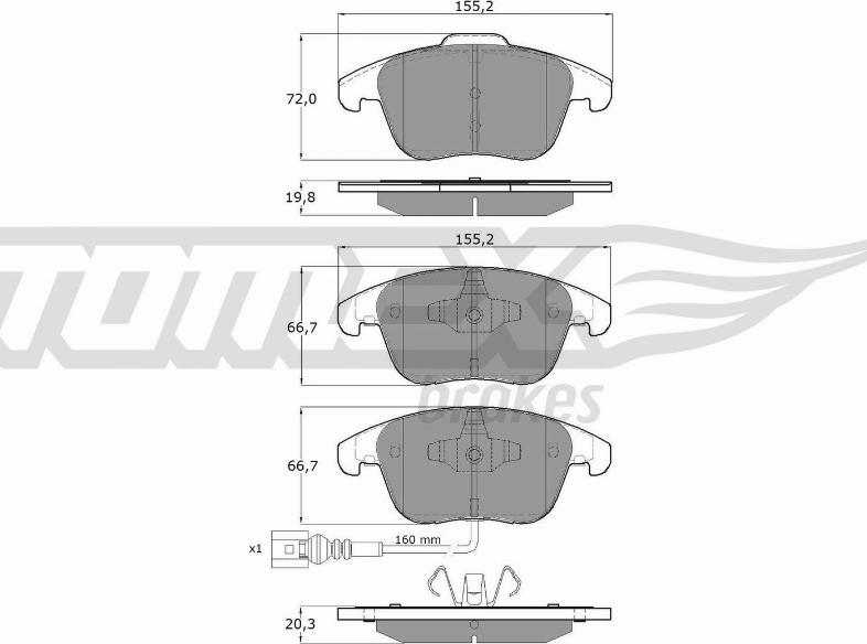 TOMEX brakes TX 15-82 - Тормозные колодки, дисковые, комплект autospares.lv