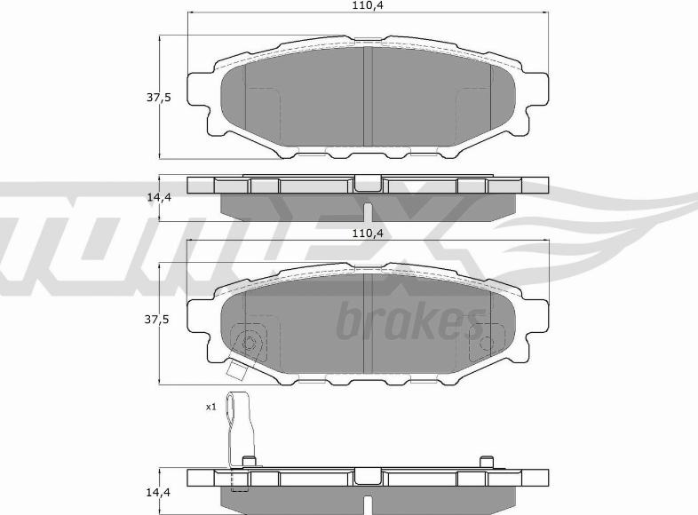 TOMEX brakes TX 15-37 - Тормозные колодки, дисковые, комплект autospares.lv