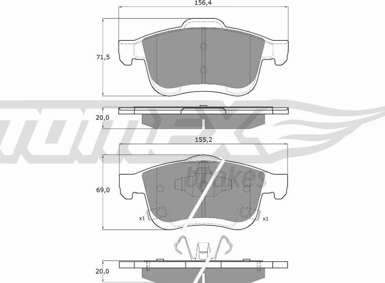 TOMEX brakes TX 15-251 - Тормозные колодки, дисковые, комплект autospares.lv