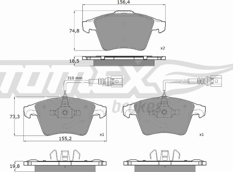 TOMEX brakes TX 15-23 - Тормозные колодки, дисковые, комплект autospares.lv