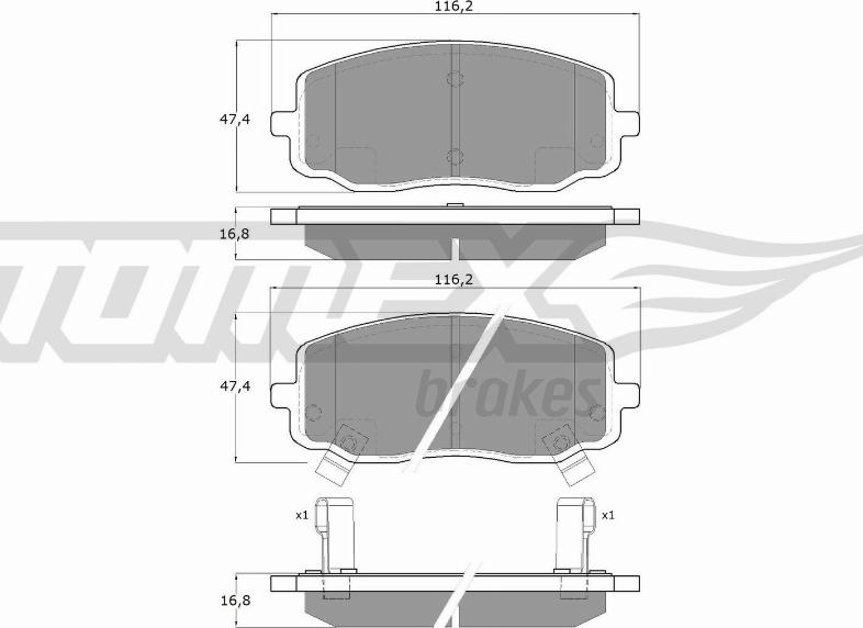 TOMEX brakes TX 15-74 - Тормозные колодки, дисковые, комплект autospares.lv