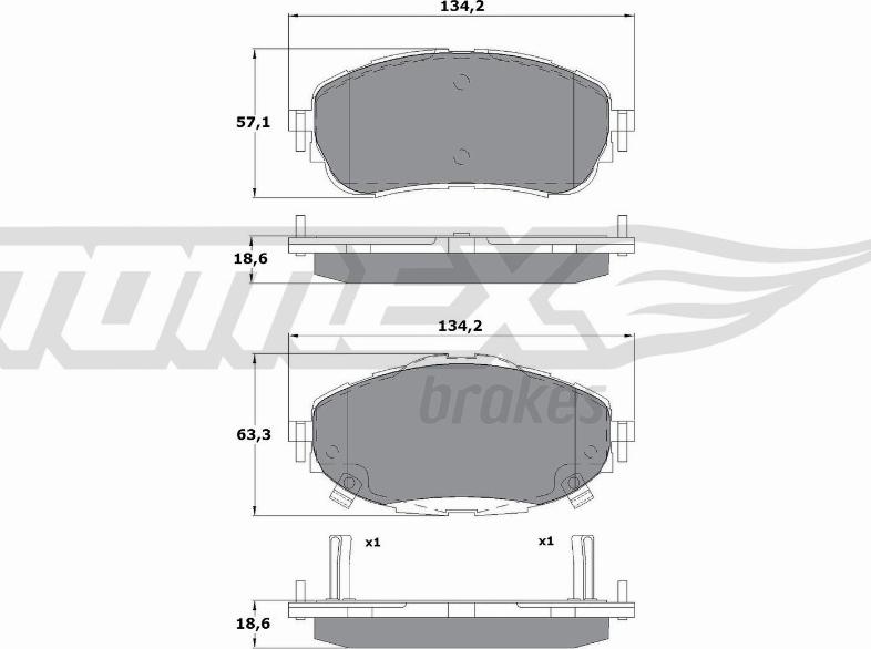 TOMEX brakes TX 16-99 - Тормозные колодки, дисковые, комплект autospares.lv
