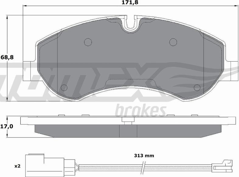 TOMEX brakes TX 16-95 - Тормозные колодки, дисковые, комплект autospares.lv