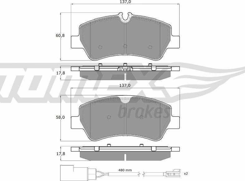 TOMEX brakes TX 16-961 - Тормозные колодки, дисковые, комплект autospares.lv