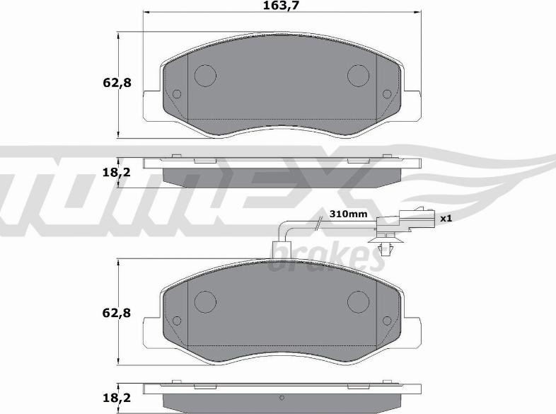 TOMEX brakes TX 16-49 - Тормозные колодки, дисковые, комплект autospares.lv