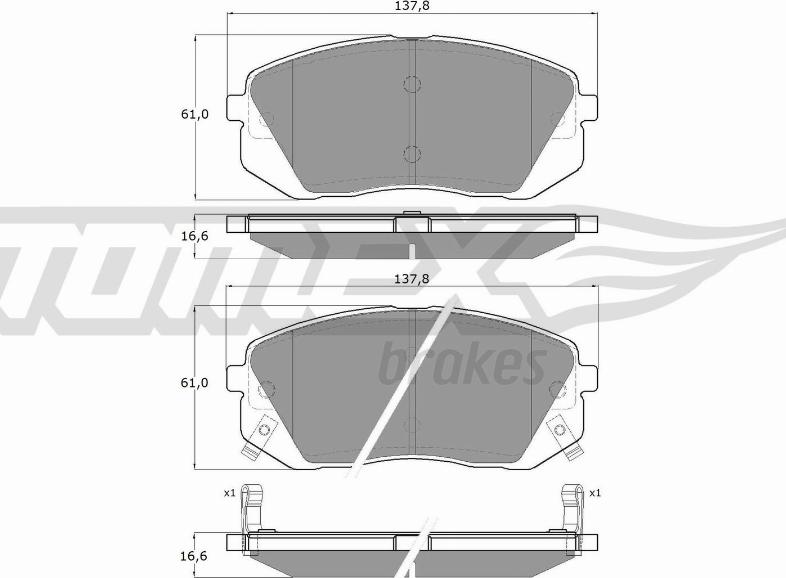 TOMEX brakes TX 16-44 - Тормозные колодки, дисковые, комплект autospares.lv