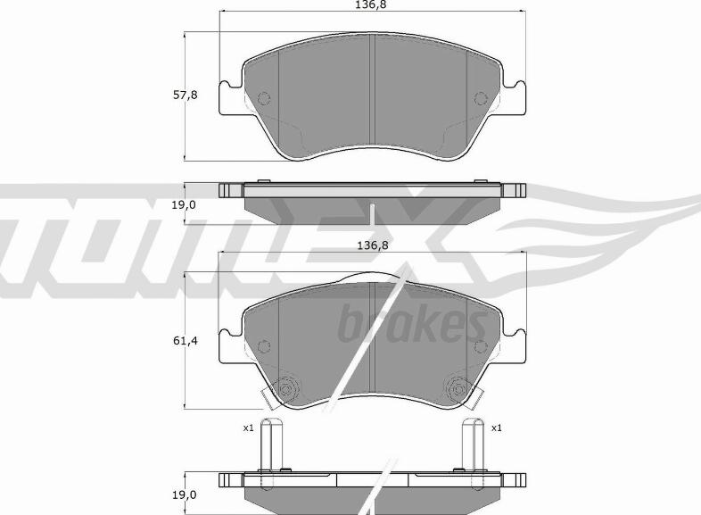 TOMEX brakes TX 16-45 - Тормозные колодки, дисковые, комплект autospares.lv