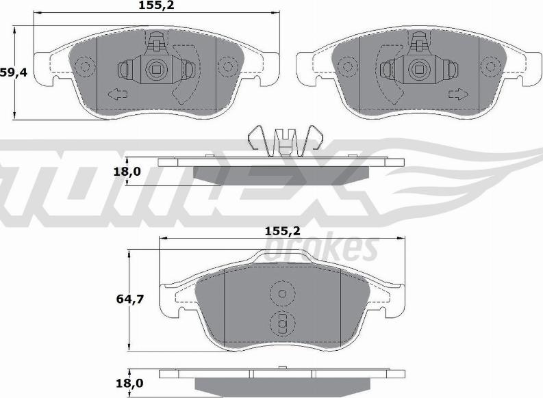 TOMEX brakes TX 16-41 - Тормозные колодки, дисковые, комплект autospares.lv