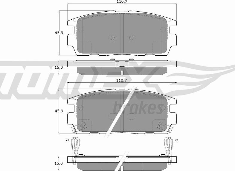 TOMEX brakes TX 16-43 - Тормозные колодки, дисковые, комплект autospares.lv