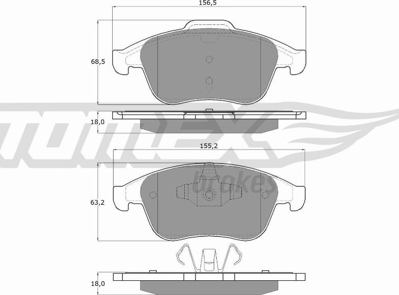 TOMEX brakes TX 16-56 - Тормозные колодки, дисковые, комплект autospares.lv