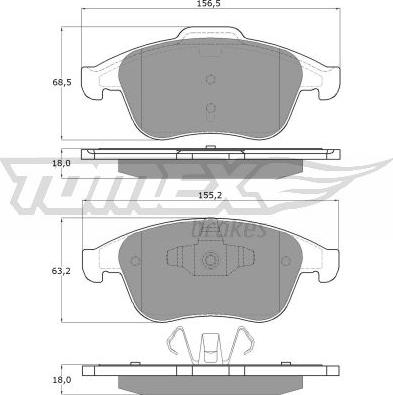 TOMEX brakes TX 16-56 - Тормозные колодки, дисковые, комплект autospares.lv