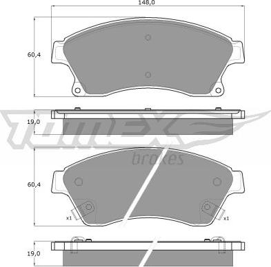 TOMEX brakes TX 16-50 - Тормозные колодки, дисковые, комплект autospares.lv