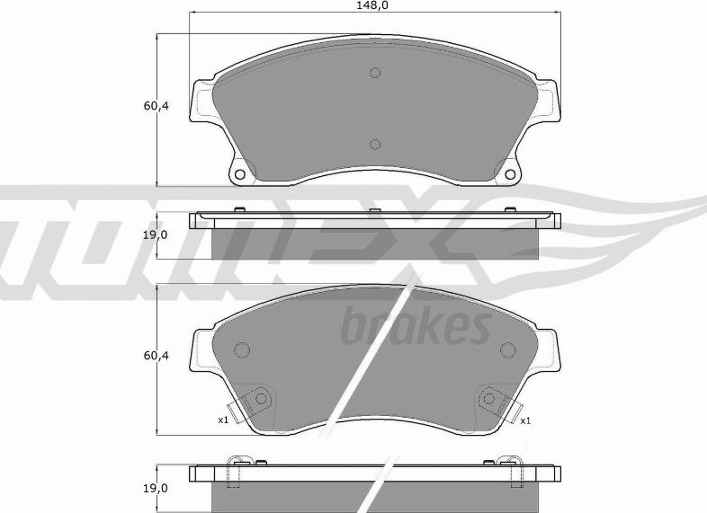 TOMEX brakes TX 16-50 - Тормозные колодки, дисковые, комплект autospares.lv