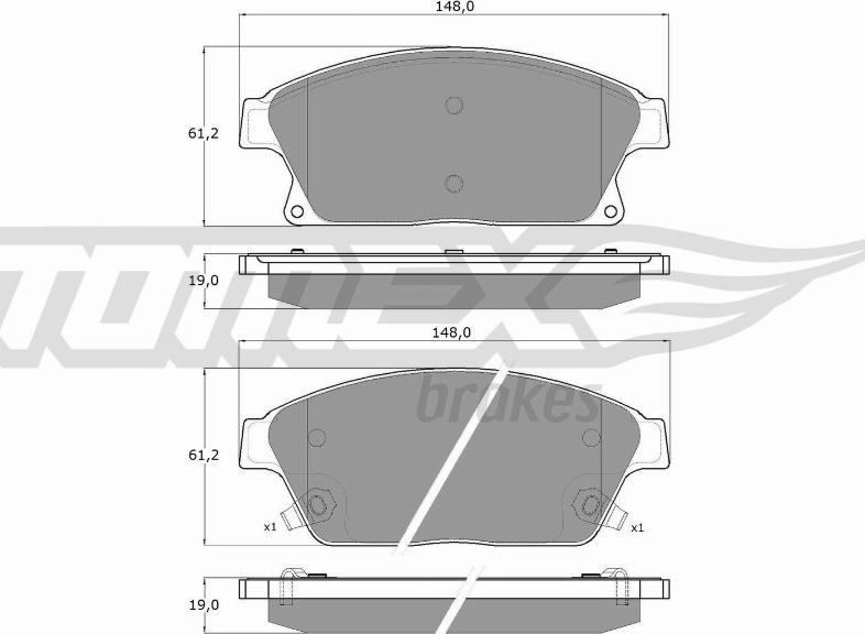 TOMEX brakes TX 16-51 - Тормозные колодки, дисковые, комплект autospares.lv