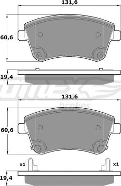 TOMEX brakes TX 16-53 - Тормозные колодки, дисковые, комплект autospares.lv