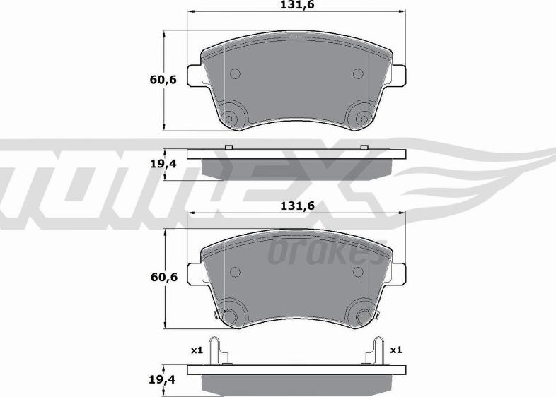 TOMEX brakes TX 16-53 - Тормозные колодки, дисковые, комплект autospares.lv