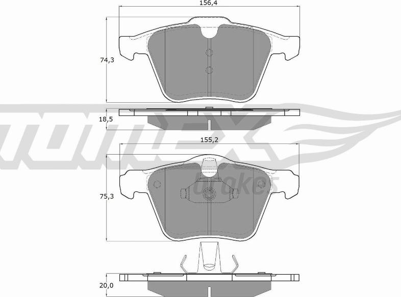 TOMEX brakes TX 16-64 - Тормозные колодки, дисковые, комплект autospares.lv