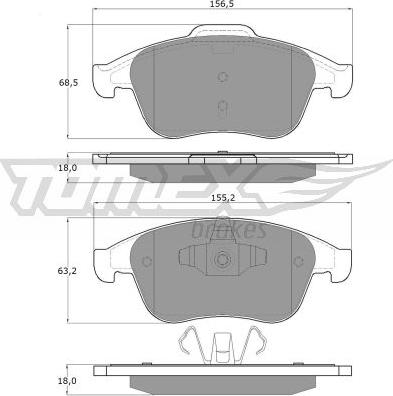 TOMEX brakes TX 16-65 - Тормозные колодки, дисковые, комплект autospares.lv