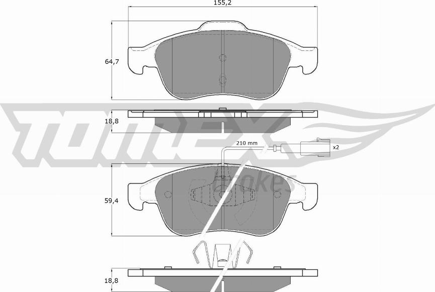 TOMEX brakes TX 16-62 - Тормозные колодки, дисковые, комплект autospares.lv