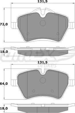 TOMEX brakes TX 16-04 - Тормозные колодки, дисковые, комплект autospares.lv