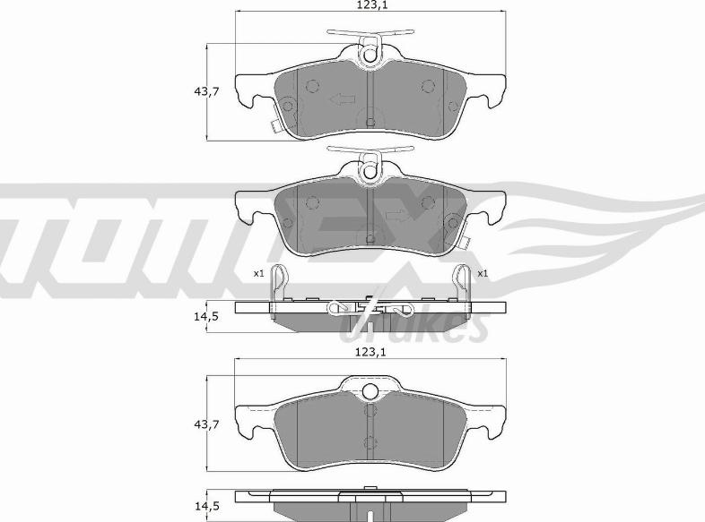 TOMEX brakes TX 16-031 - Тормозные колодки, дисковые, комплект autospares.lv