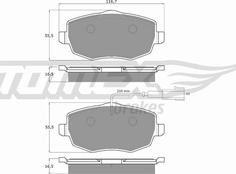 TOMEX brakes TX 16-89 - Тормозные колодки, дисковые, комплект autospares.lv