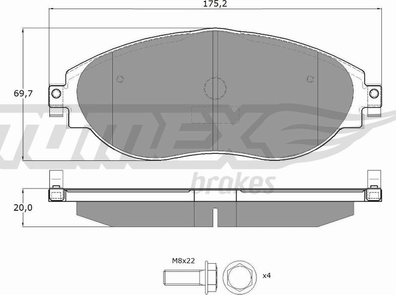 TOMEX brakes TX 16-842 - Тормозные колодки, дисковые, комплект autospares.lv