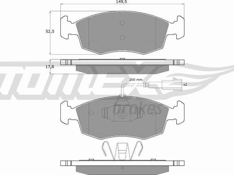 TOMEX brakes TX 16-88 - Тормозные колодки, дисковые, комплект autospares.lv