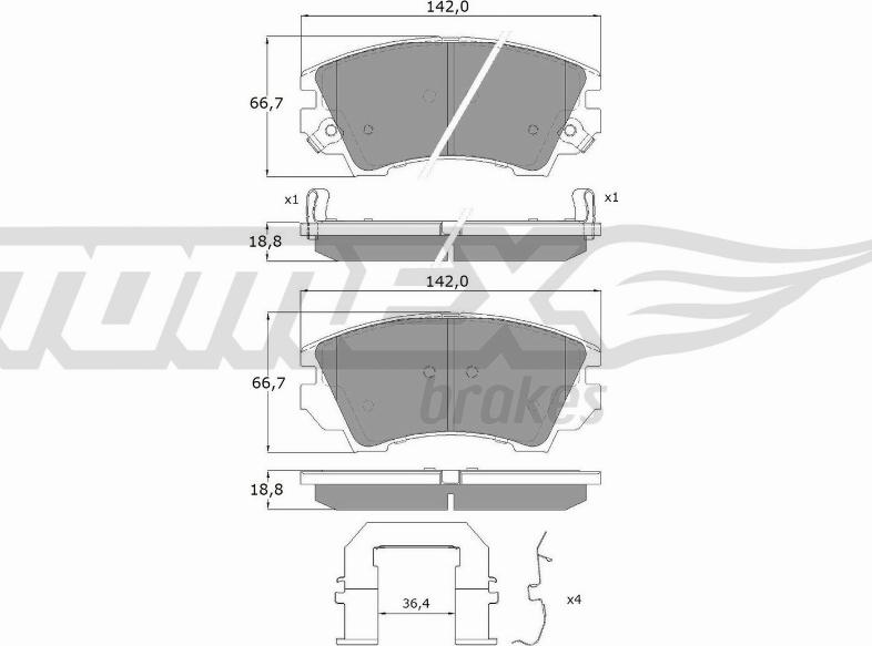 TOMEX brakes TX 16-34 - Тормозные колодки, дисковые, комплект autospares.lv