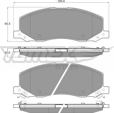 TOMEX brakes TX 16-35 - Тормозные колодки, дисковые, комплект autospares.lv