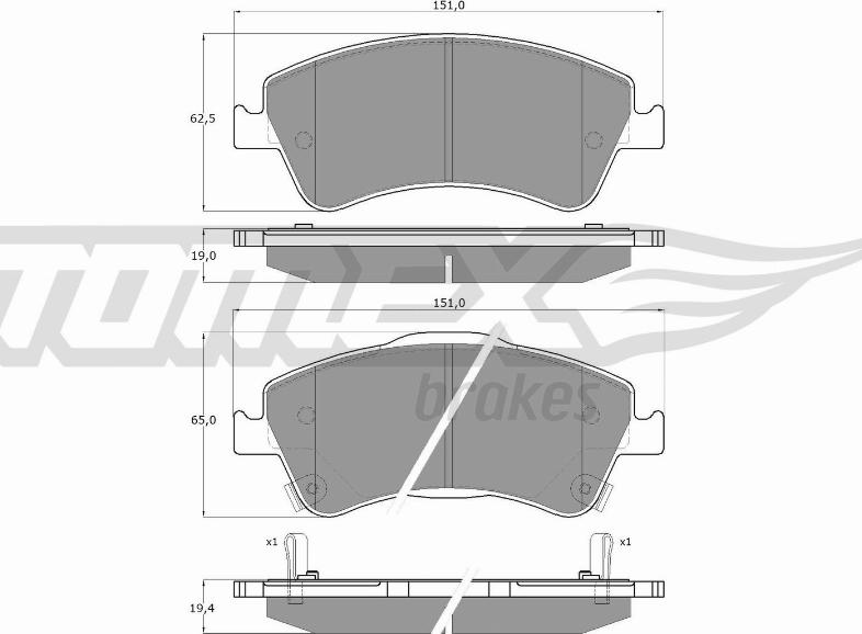 TOMEX brakes TX 16-30 - Тормозные колодки, дисковые, комплект autospares.lv