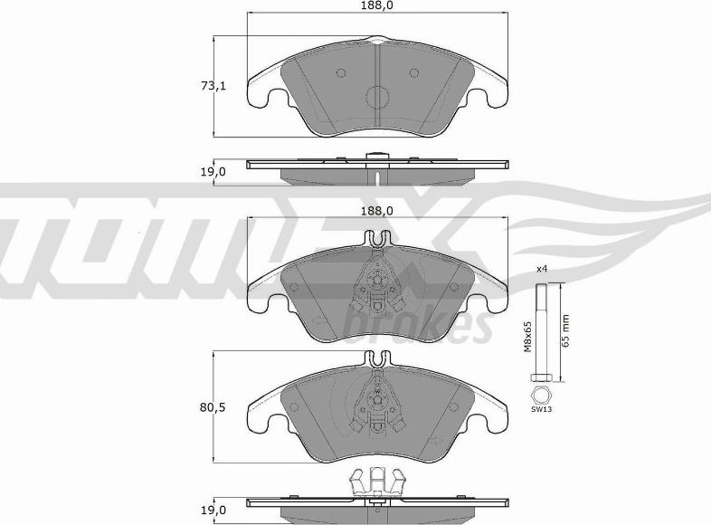 TOMEX brakes TX 16-31 - Тормозные колодки, дисковые, комплект autospares.lv