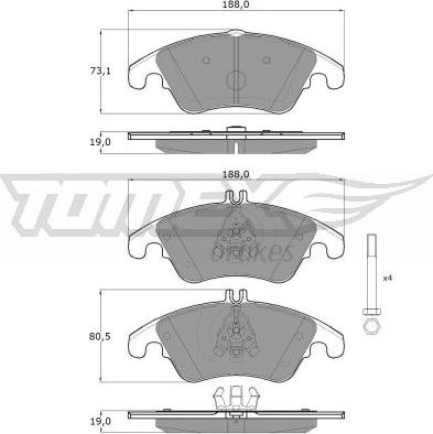 TOMEX brakes TX 16-31 - Тормозные колодки, дисковые, комплект autospares.lv