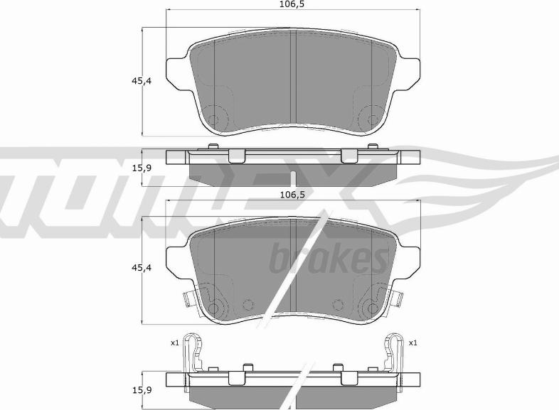 TOMEX brakes TX 16-381 - Тормозные колодки, дисковые, комплект autospares.lv