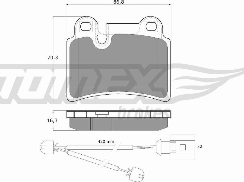 TOMEX brakes TX 16-21 - Тормозные колодки, дисковые, комплект autospares.lv