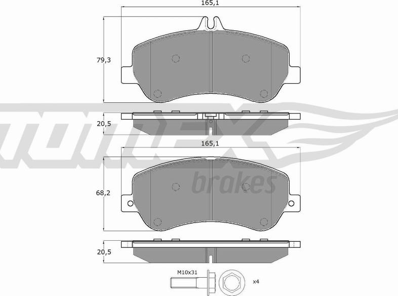 TOMEX brakes TX 16-70 - Тормозные колодки, дисковые, комплект autospares.lv