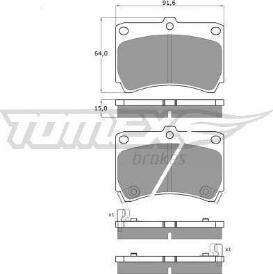 TOMEX brakes TX 10-91 - Тормозные колодки, дисковые, комплект autospares.lv