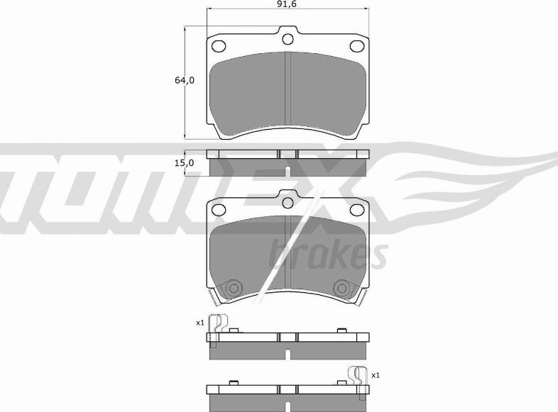 TOMEX brakes TX 10-91 - Тормозные колодки, дисковые, комплект autospares.lv