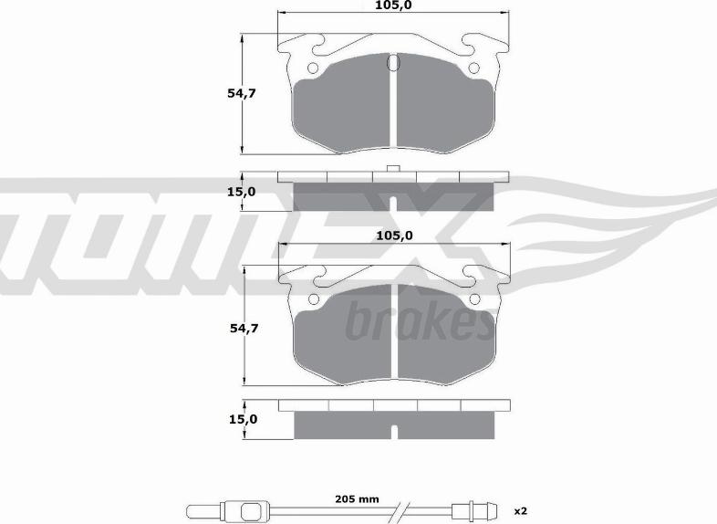 TOMEX brakes TX 10-512 - Тормозные колодки, дисковые, комплект autospares.lv