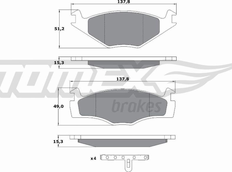 TOMEX brakes TX 10-14 - Тормозные колодки, дисковые, комплект autospares.lv
