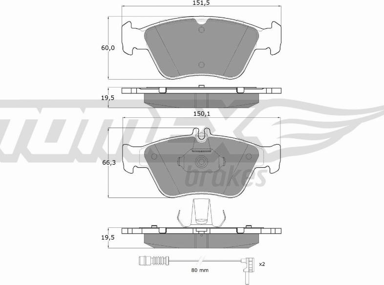 TOMEX brakes TX 11-471 - Тормозные колодки, дисковые, комплект autospares.lv