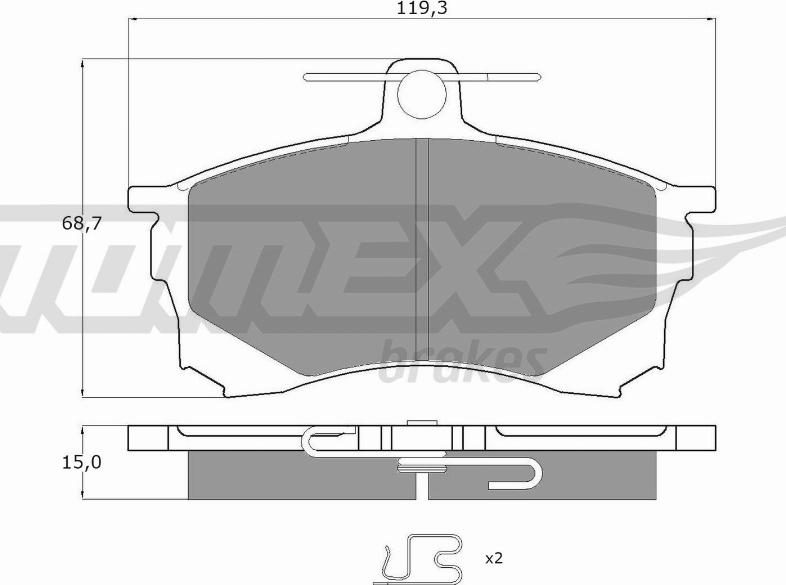 TOMEX brakes TX 11-53 - Тормозные колодки, дисковые, комплект autospares.lv