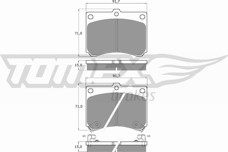 TOMEX brakes TX 11-68 - Тормозные колодки, дисковые, комплект autospares.lv