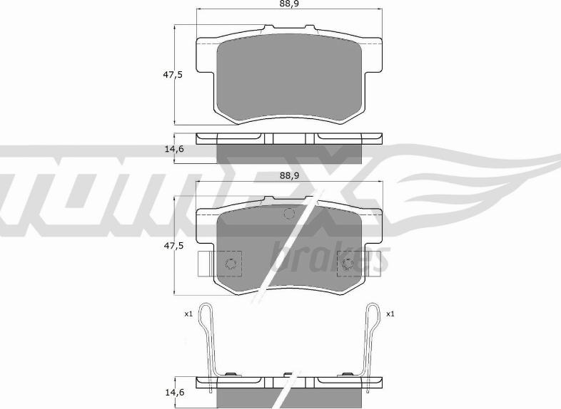 TOMEX brakes TX 11-00 - Тормозные колодки, дисковые, комплект autospares.lv