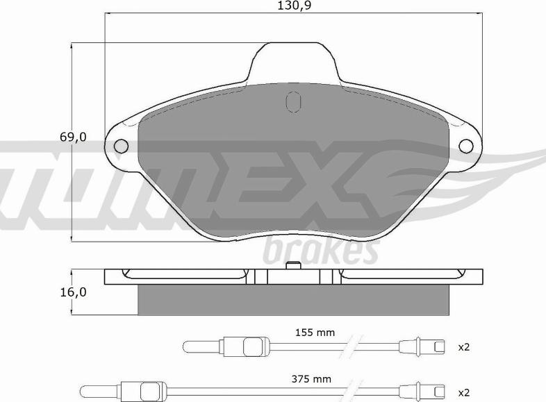 TOMEX brakes TX 11-89 - Тормозные колодки, дисковые, комплект autospares.lv