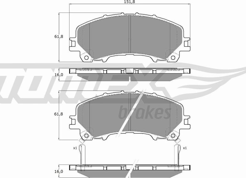 TOMEX brakes TX 18-99 - Тормозные колодки, дисковые, комплект autospares.lv