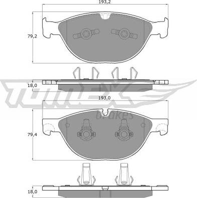 TOMEX brakes TX 18-55 - Тормозные колодки, дисковые, комплект autospares.lv