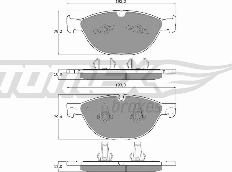 TOMEX brakes TX 18-55 - Тормозные колодки, дисковые, комплект autospares.lv