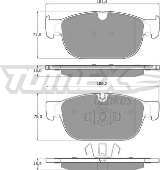 TOMEX brakes TX 18-57 - Тормозные колодки, дисковые, комплект autospares.lv