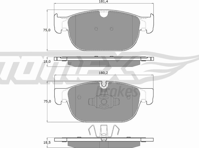 TOMEX brakes TX 18-57 - Тормозные колодки, дисковые, комплект autospares.lv